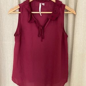 Suede Collared Tie Blouse